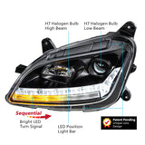 Peterbilt 579, 587 Blackout Projection Headlight with Sequential LED