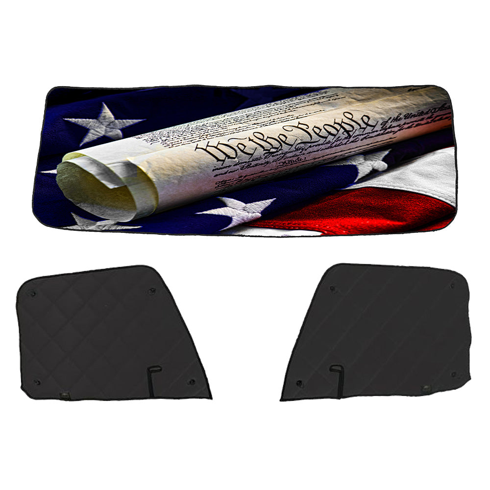 Freightliner ZenEclipse Blackout Window Covers with We The People Flag