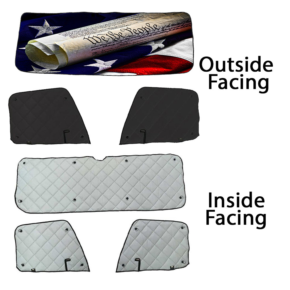 Freightliner ZenEclipse Blackout Window Covers with We The People Flag