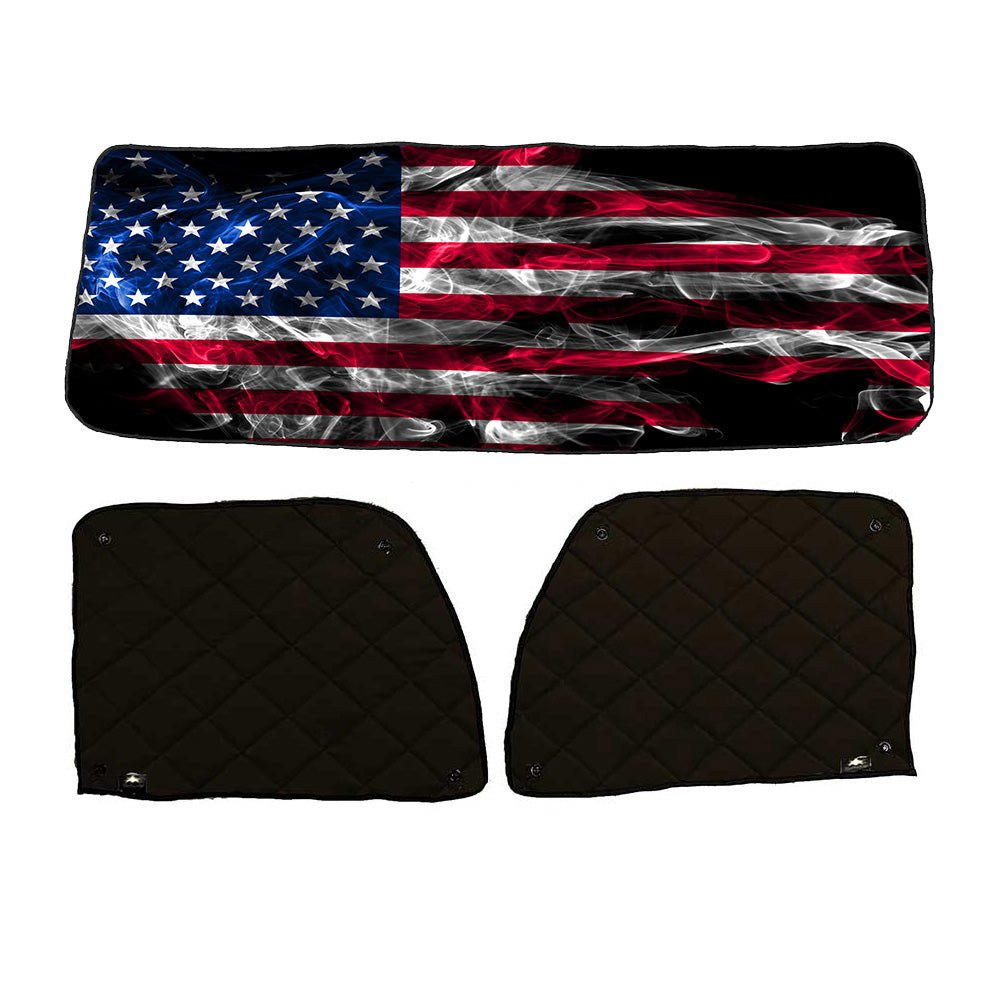 Peterbilt ZenEclipse Blackout Window Covers with Smokey Flag