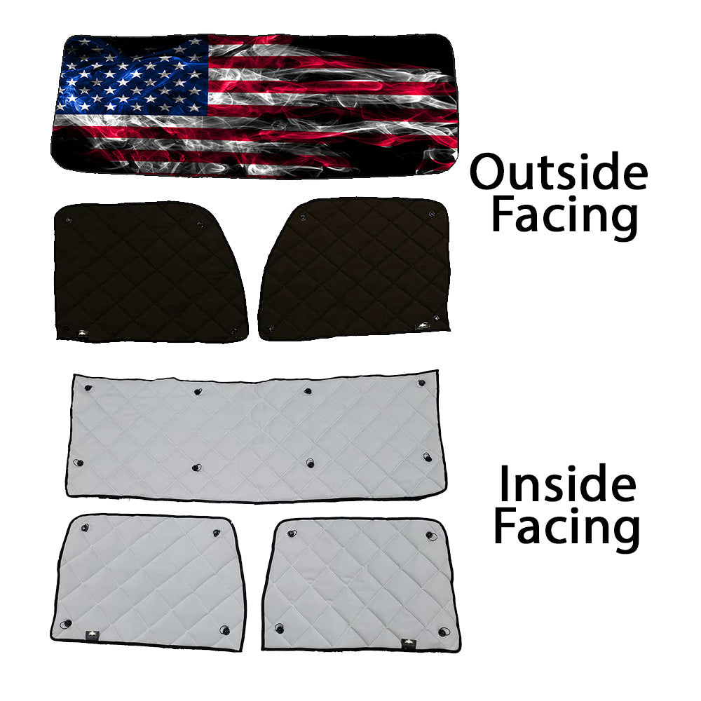 Peterbilt ZenEclipse Blackout Window Covers with Smokey Flag