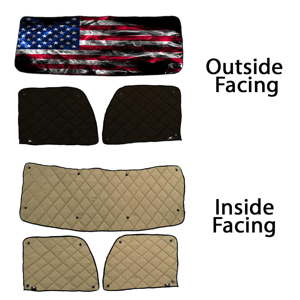 Peterbilt ZenEclipse Blackout Window Covers with Smokey Flag