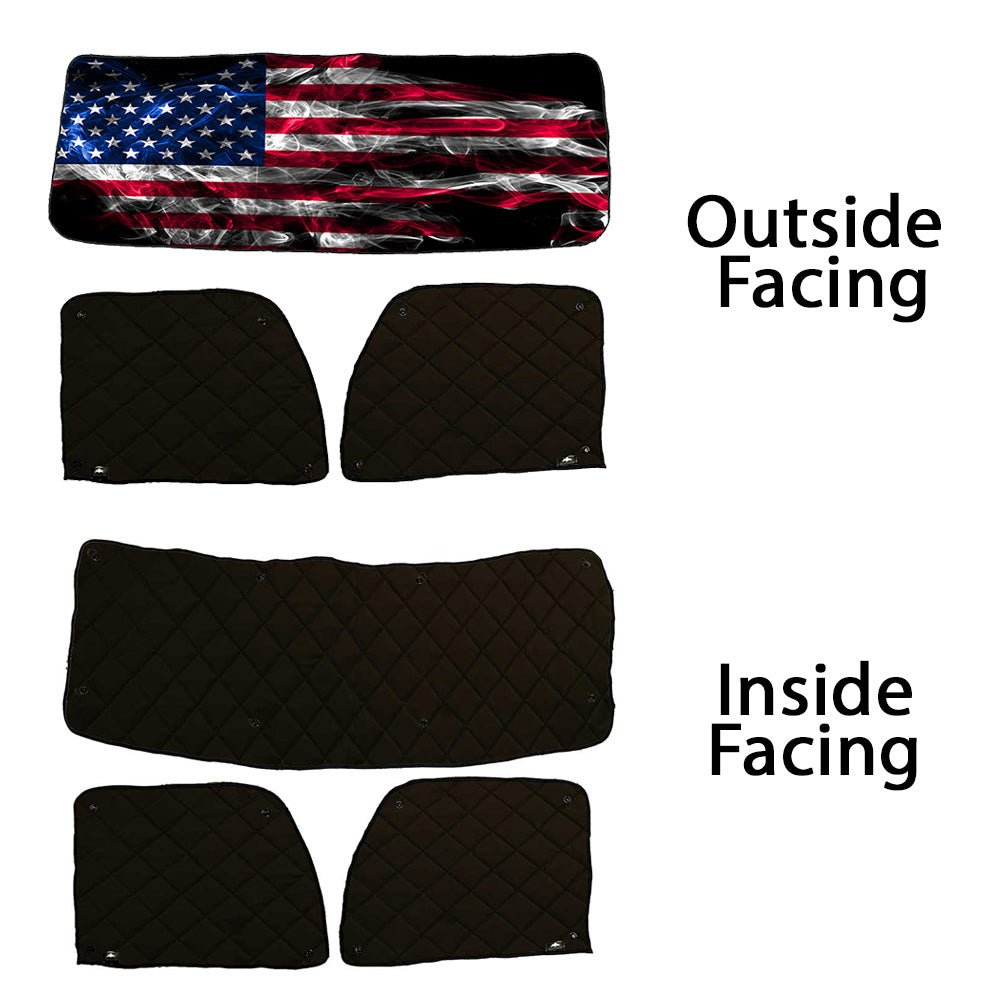 Peterbilt ZenEclipse Blackout Window Covers with Smokey Flag