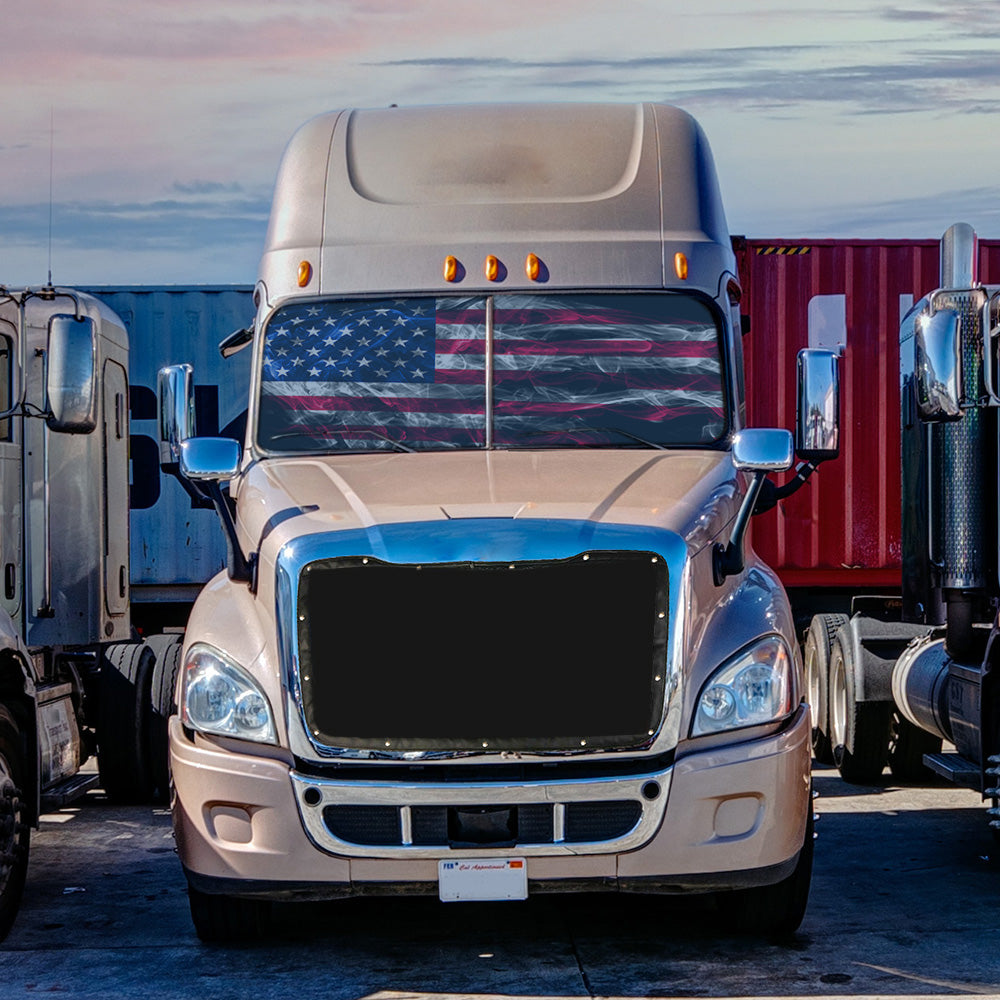 Peterbilt ZenEclipse Blackout Window Covers with Smokey Flag
