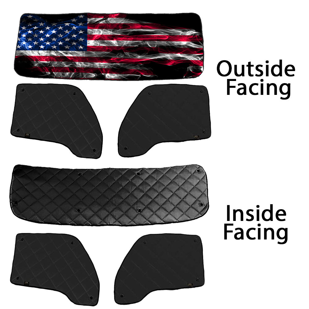 Kenworth T680, T880, W990 ZenEclipse Blackout Window Covers with Smokey Flag