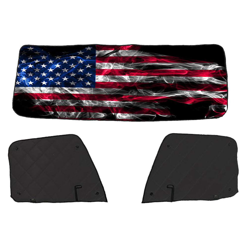 Freightliner ZenEclipse Blackout Window Covers with Smokey Flag