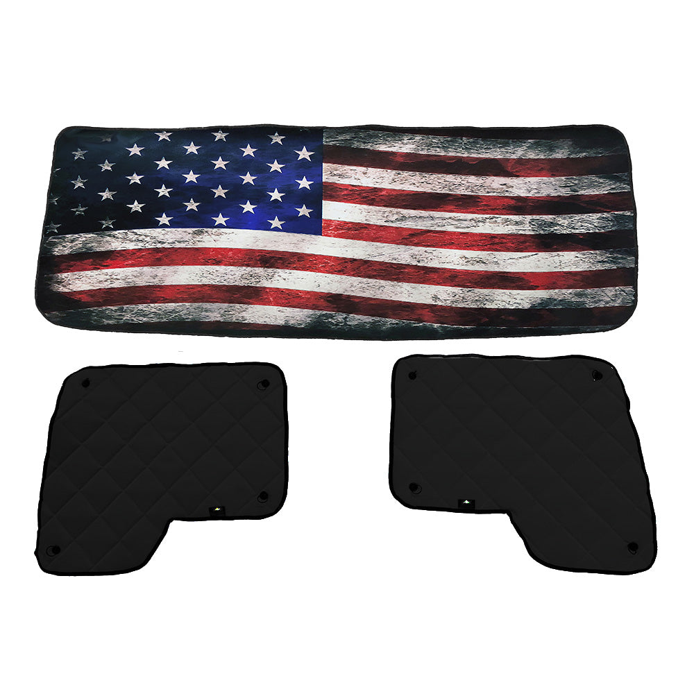 Kenworth with DayLite Door ZenEclipse Blackout Window Covers with Old Glory Flag