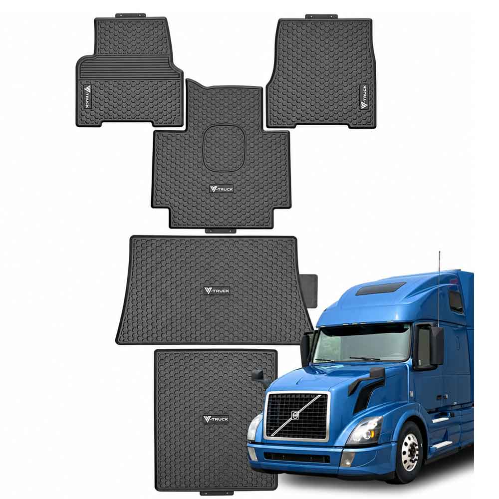 Volvo VNL 730/780, 2004–2018 Black 5 Piece Rubber Floor Mat Set