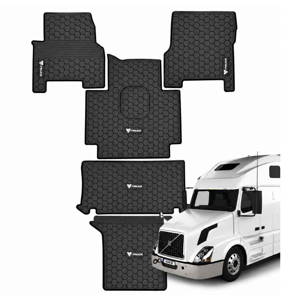 Volvo VNL 630 & 670 2004–2018 Black 5 Piece Rubber Floor Mat Set
