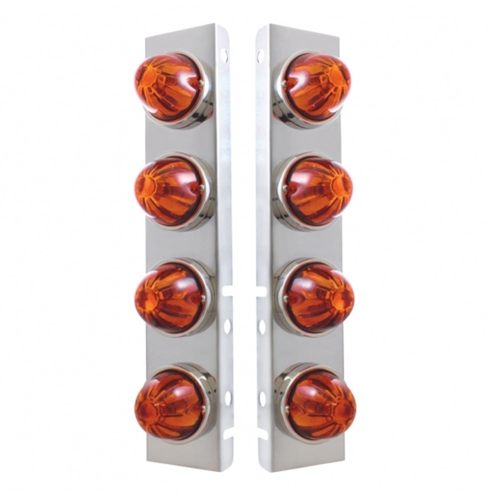 Front Air Cleaner Bracket with 8 Glass Watermelon Lights and SS Bezels For Peterbilt