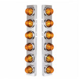 Front Air Cleaner Bracket With 12 Glass Beehive Lights and Bezels - Amber Lens