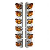SS Front AC with 12 Amber Glass Beehive Lights & Visors for Peterbilt