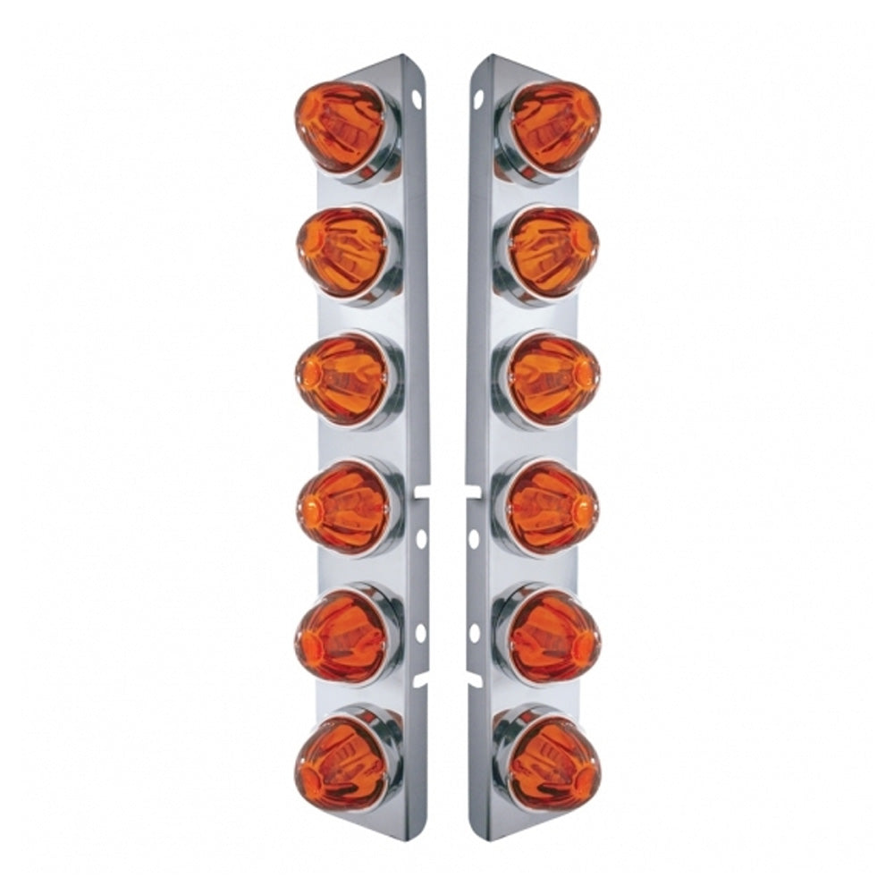 Front Air Cleaner Bracket with 12 Glass Watermelon Lights and Bezels for Peterbilt