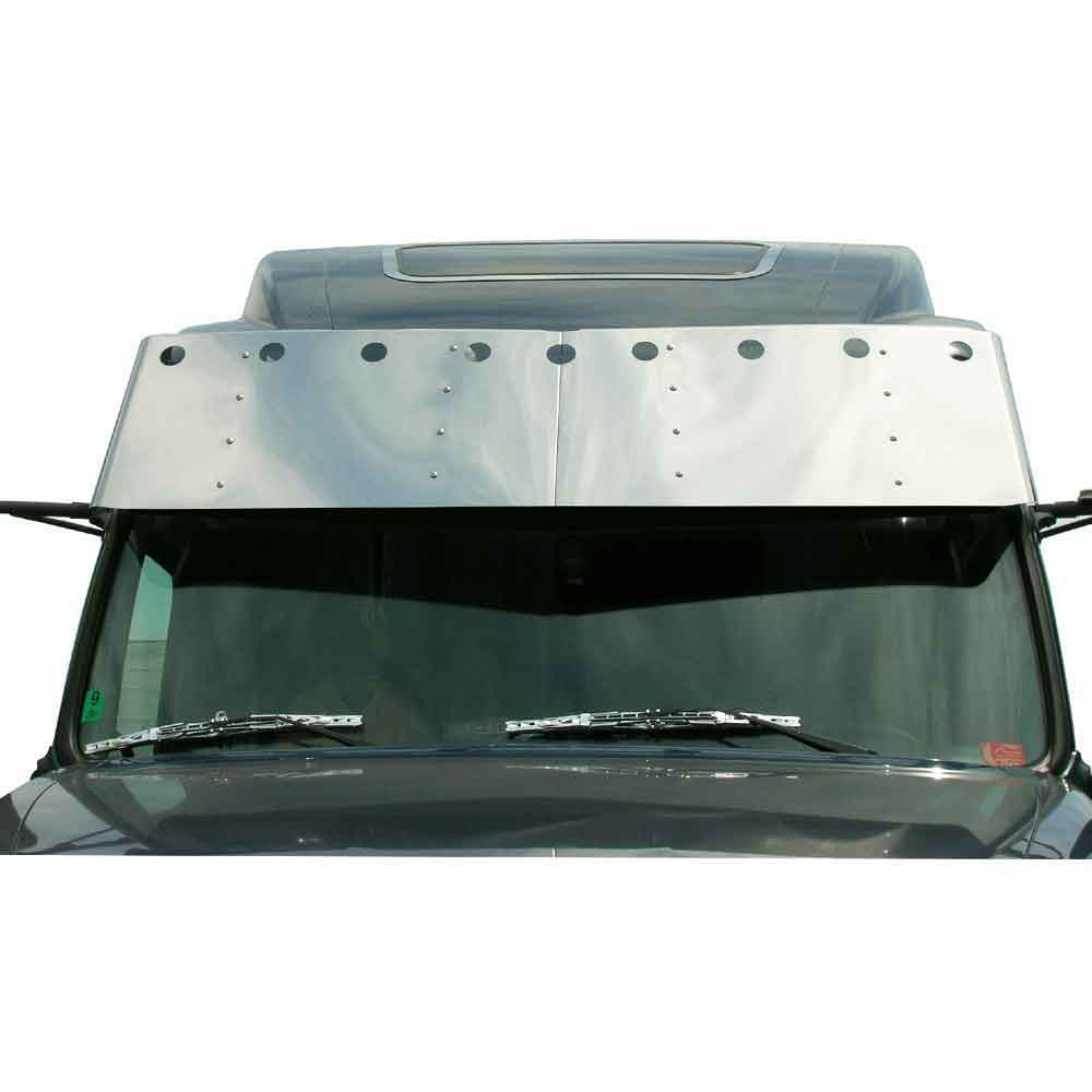 19" Volvo VN, VNL Condo 1996 - 2003 Stainless Steel Drop Visor with Nine 2" Light Cutouts