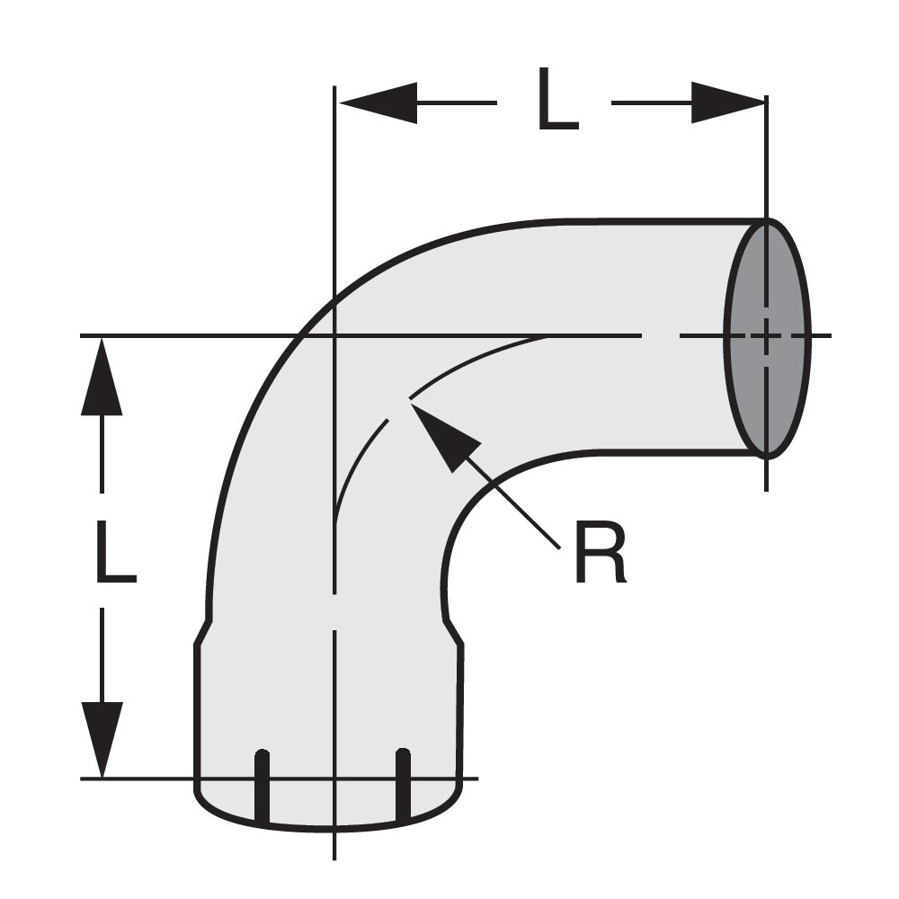 5" Dia. x 9"L x 5" Rad. 90&deg; Elbow Expanded End
