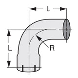 5" Dia. x 9"L x 5" Rad. 90&deg; Elbow Expanded End