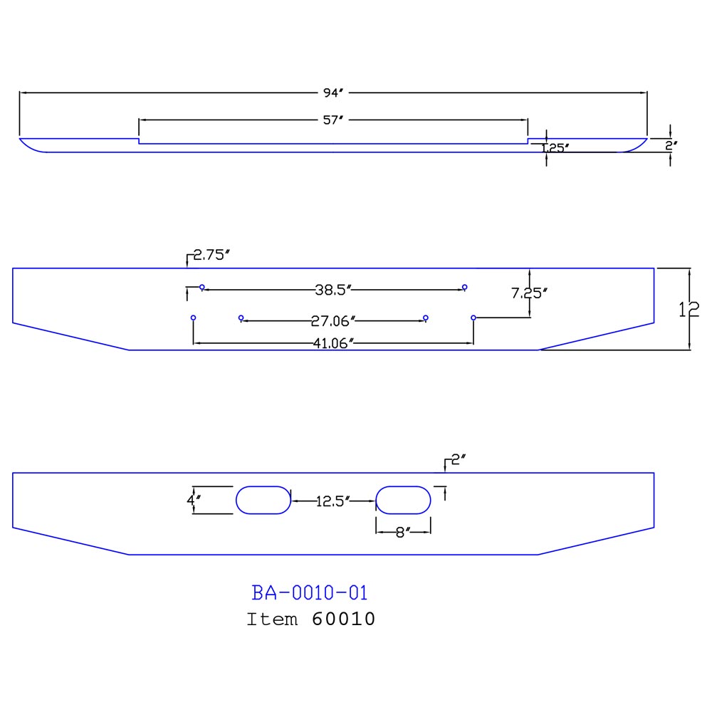 Ford 12" Tapered Chrome Bumper