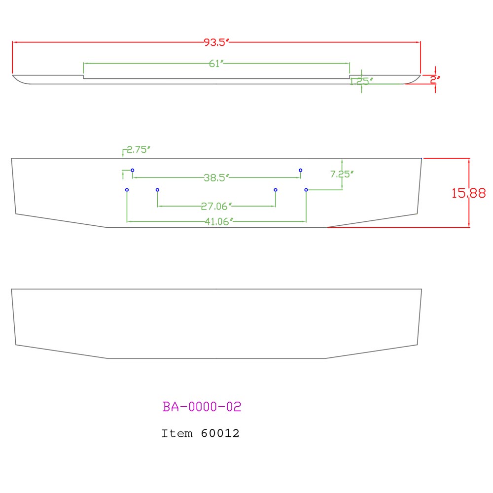 Ford 16 Tapered Chrome Bumper