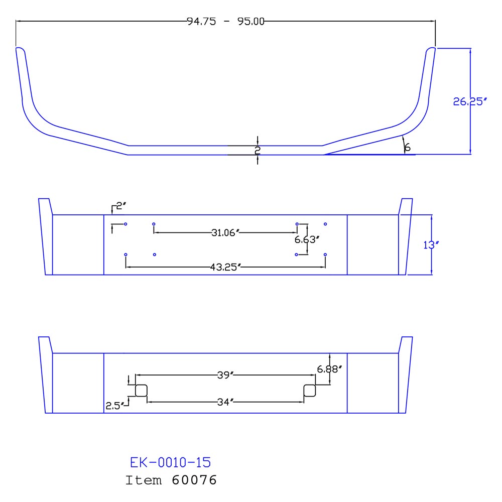 International 9400 1997 & Older 13" Chrome Bumper