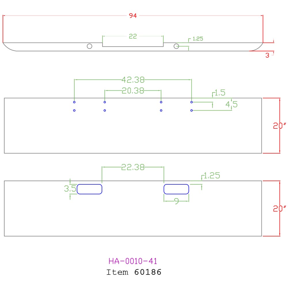 Peterbilt 359, 352 20" Texas Square Chrome Bumper