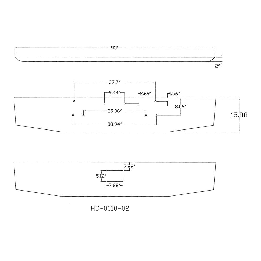 Peterbilt 378, 379 16" Tapered Chrome Bumper