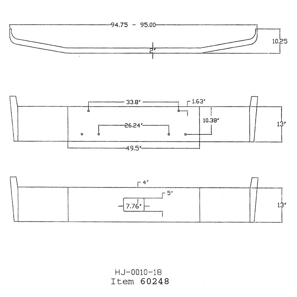 Peterbilt 375, 377 13" Set Foward Chrome Bumper