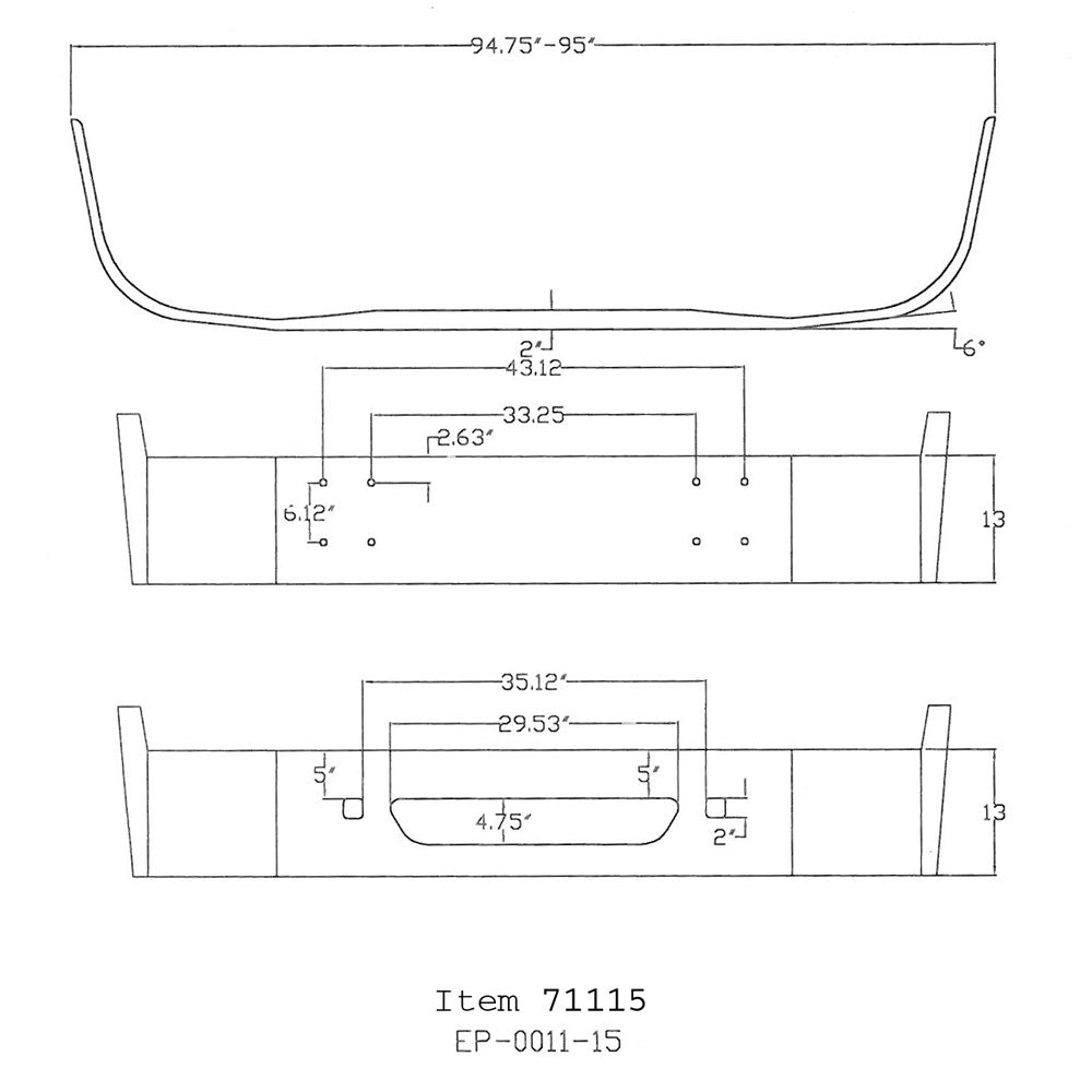 International 9100, 9200, 9400 13" Chrome Bumper