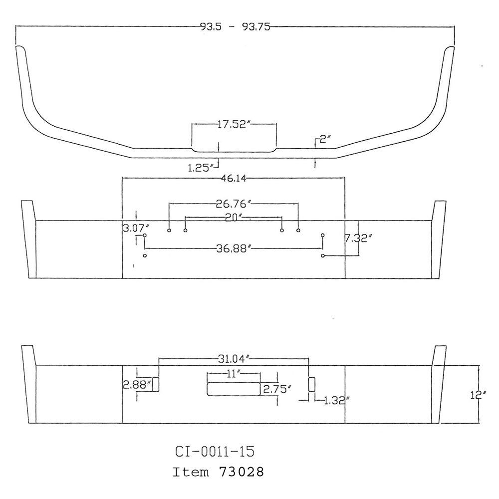 Freightliner FLD 120 12" Set Back Chrome Bumper