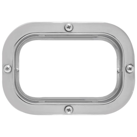 Stainless steel rectangle flange mount rim, close-up