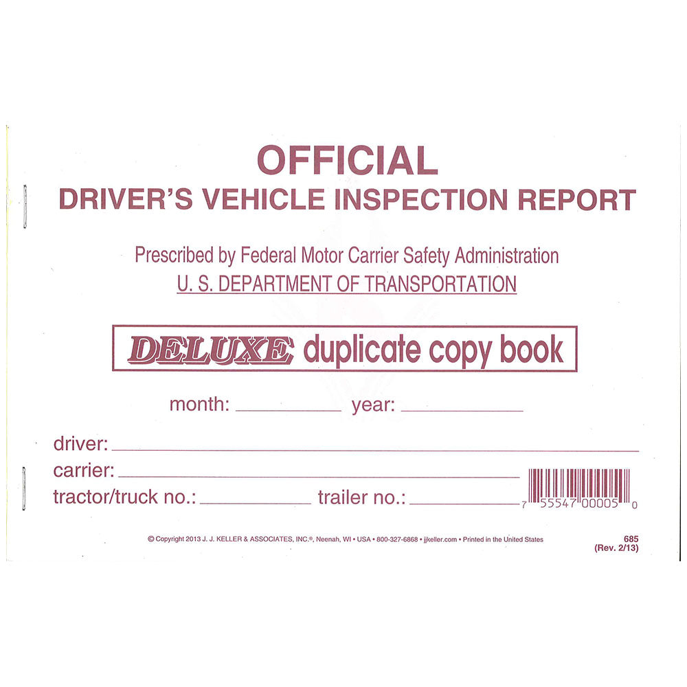 Driver's Vehicle Inspection Report (Carbon Copy)