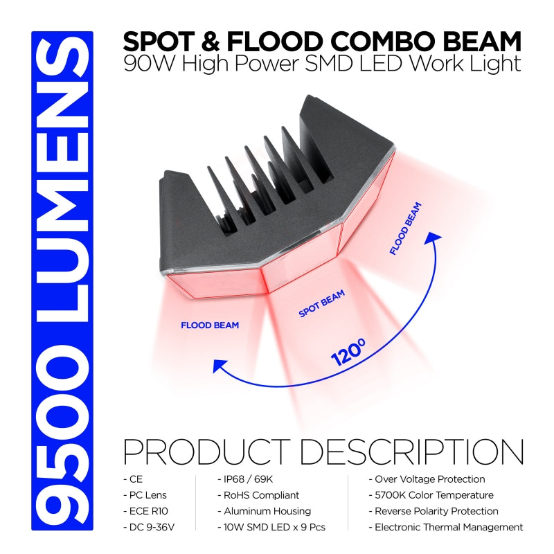 120 Degree Spot and Flood LED Work Light