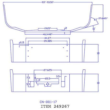 Close-up of 18" Chrome set back bumper for Freightliner Columbia 2004 and older