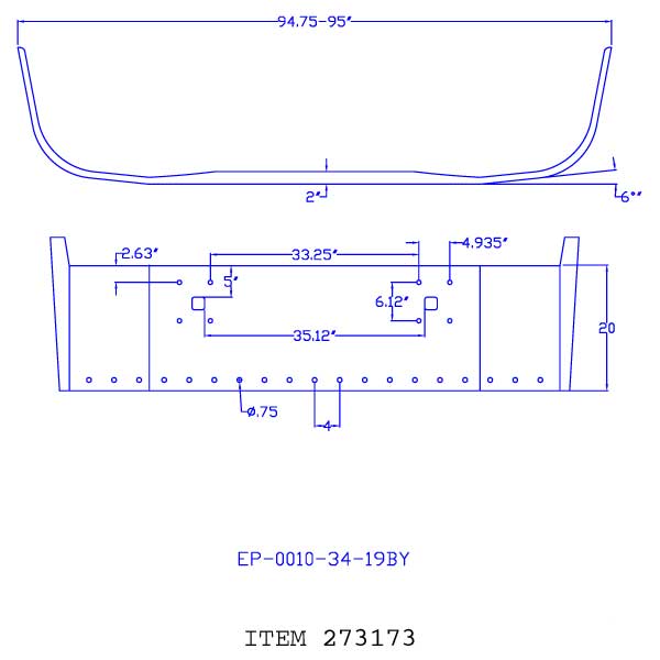 International 9100, 9200, 9400 20" Chrome Bumper