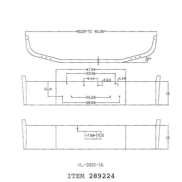 Peterbilt 385 16" Set Back Chrome Bumper