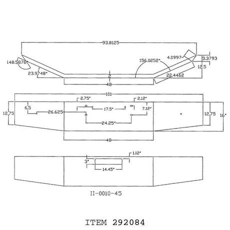 Close-up of Western Star 4900SA 16" set back tapered bumper