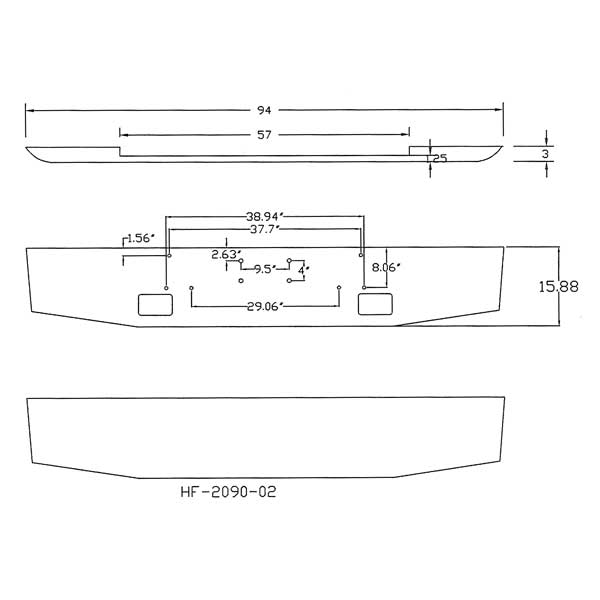 Peterbilt Logger 16" Tapered Chrome Bumper