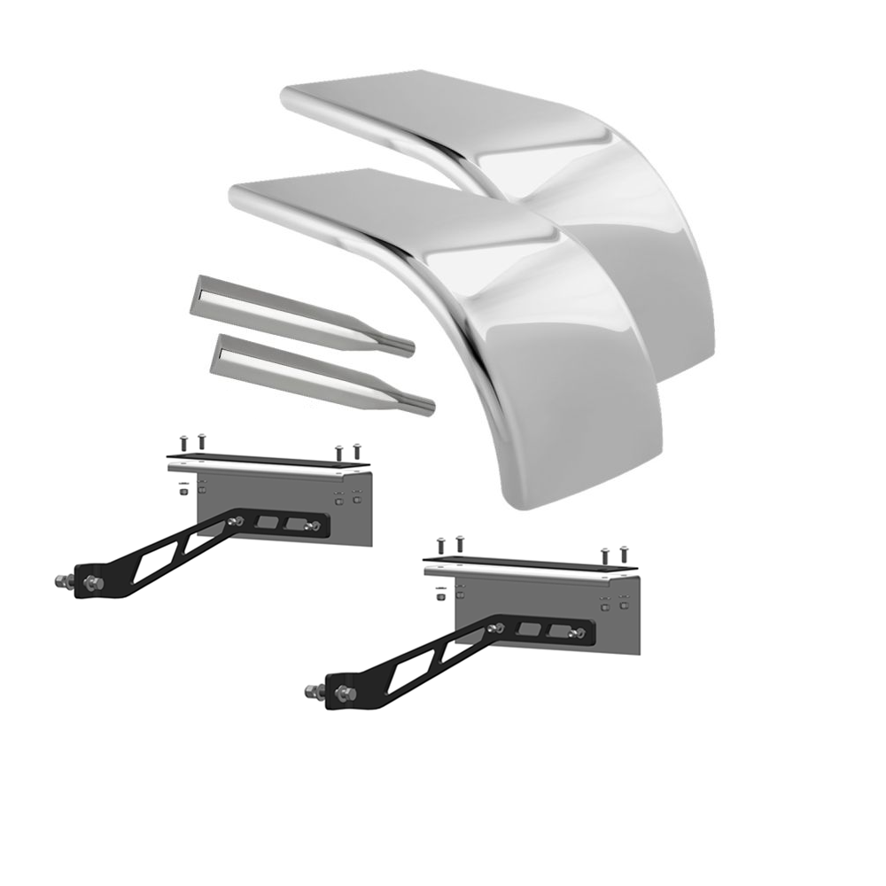 72" 430 Stainless Steel Low Rider Half Tandem Fenders with Mounting Kit