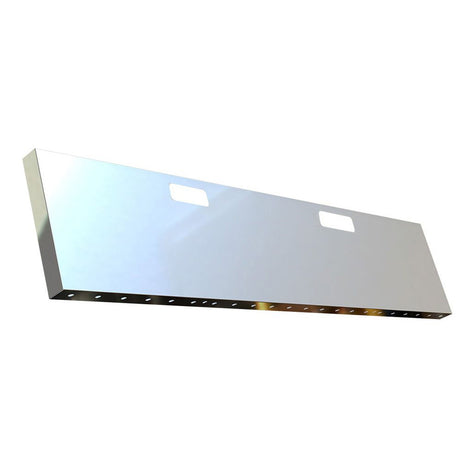 Peterbilt 359 1973-1987 stainless steel 18" blind mount boxed end bumper with tow hook, 3/4" under glow cutouts
