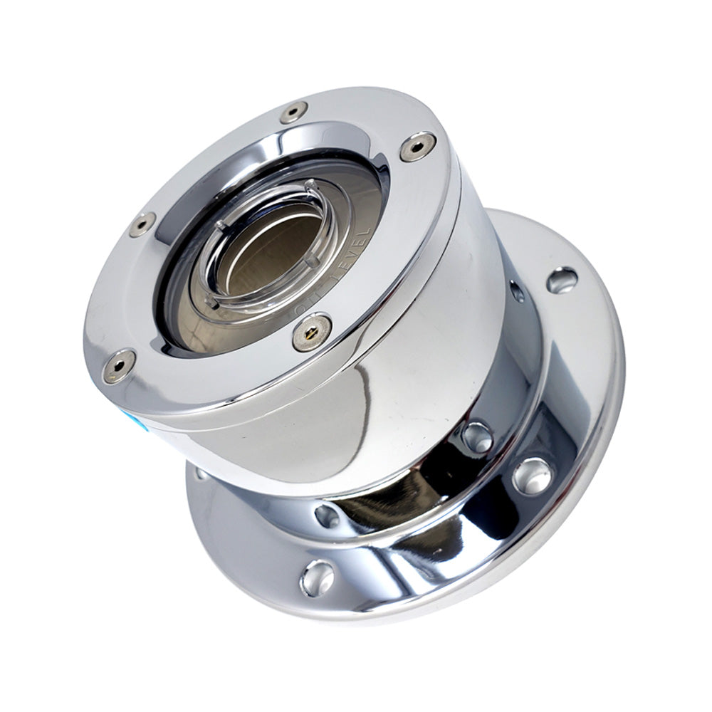 Chrome Plated Billet Aluminum Front Oil Caps With Window