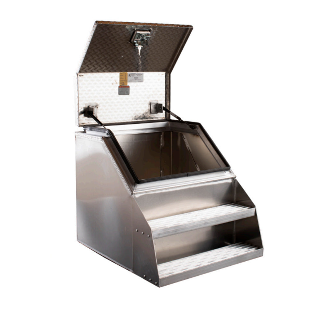 24"L Top Opening Aluminum Step Box with Diamond Plated Lid