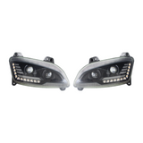 Peterbilt 579 LED Headlight with Halo Lights and Black Housing
