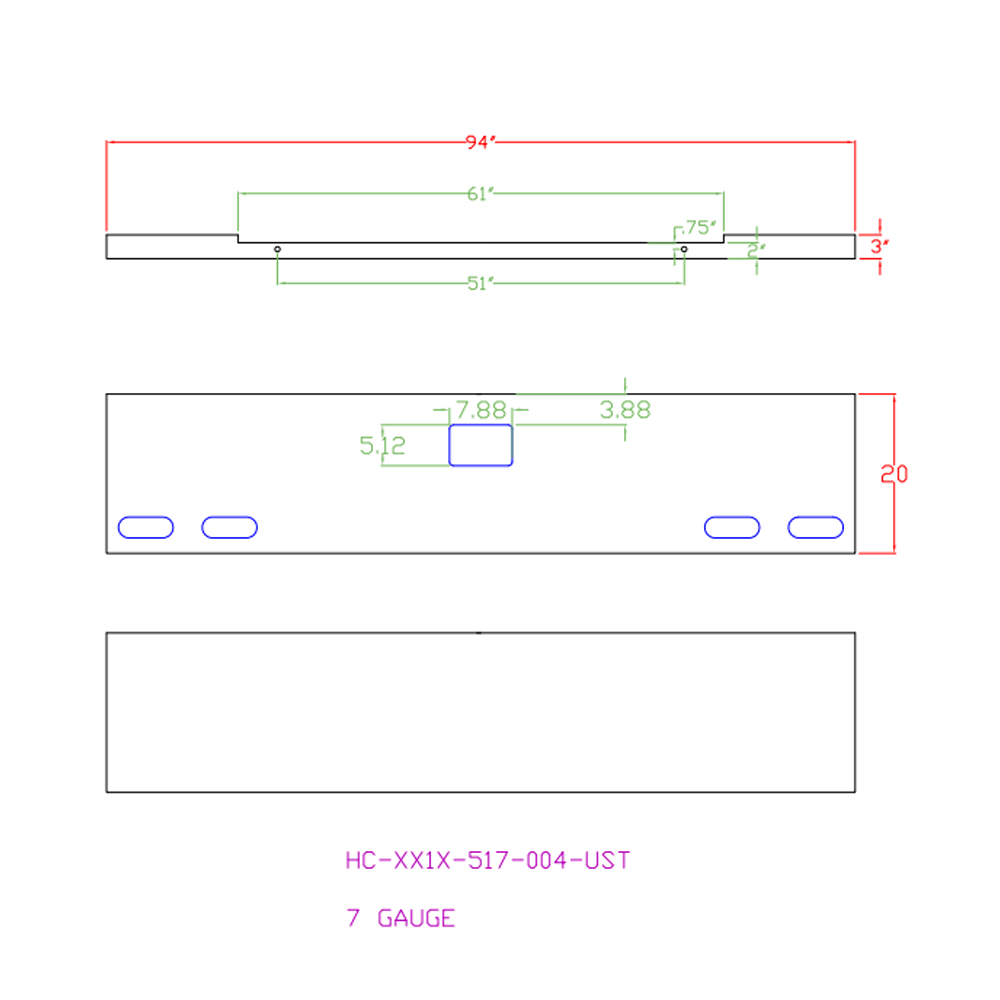 Peterbilt 357 20" Box End Stainless Steel Bumper with Four Oval Light Cutouts and Tow