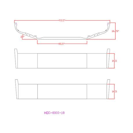 12" Peterbilt 536 and 537 (2021 and newer) set forward axle chrome bumper, close-up