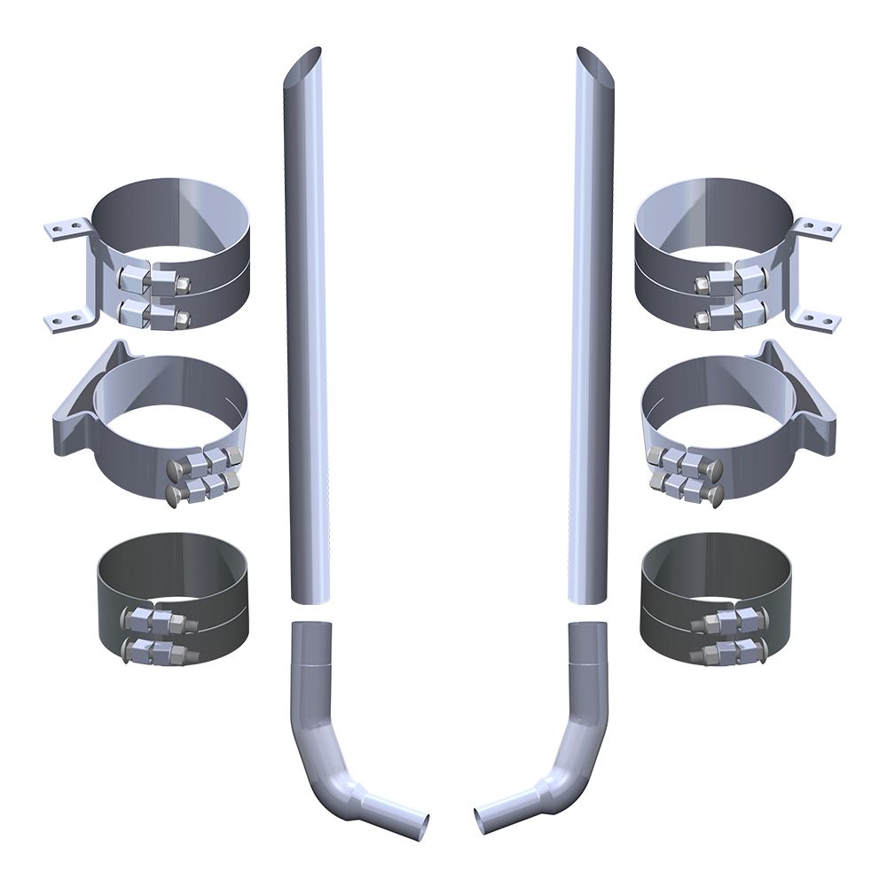 Kenworth W900L Aero Cab with 45" Boxes 7" x 96" Slash Cut Exhaust Kit