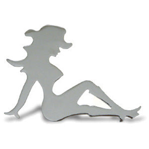LH Small Chrome Sitting Cowgirl Cut Out Stud Mount