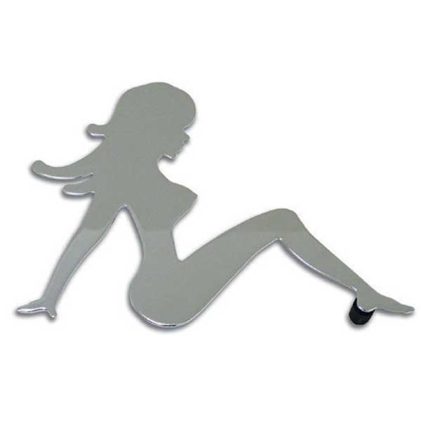 LH Chrome Small Sitting Lady Cut Out Stud Mount