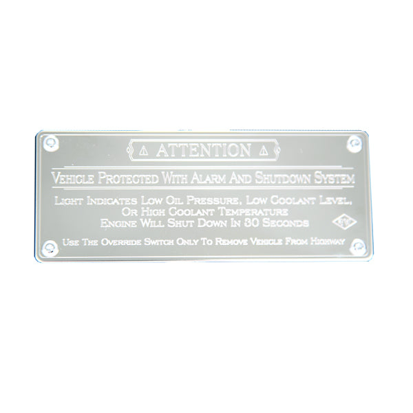 Kenworth Shutdown Override Plate