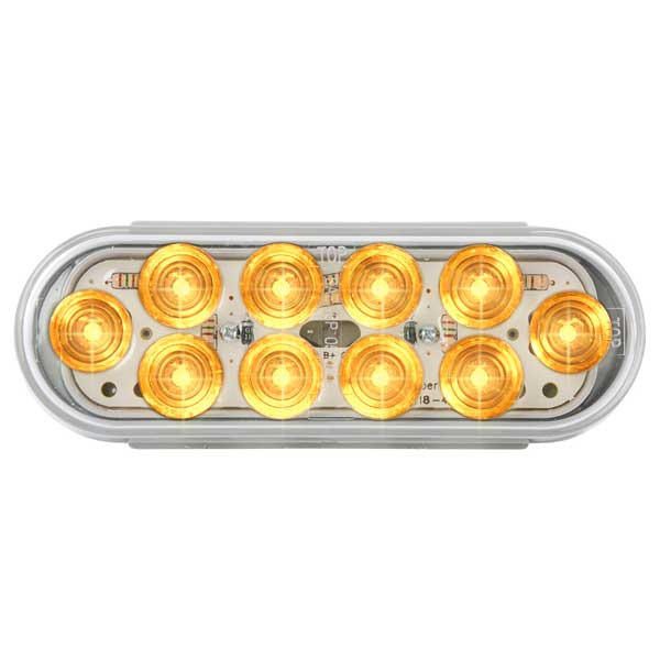 6-1/2" Amber/Clear 10 LED Oval Mega 10 Light