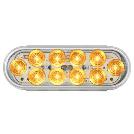 6-1/2" Amber/clear 10 LED oval mega 10 light