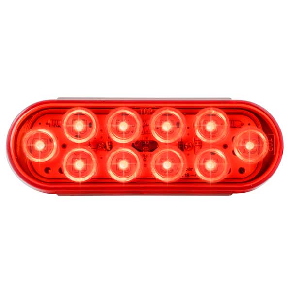 6-1/2" Red 10 LED Oval Mega 10 Light
